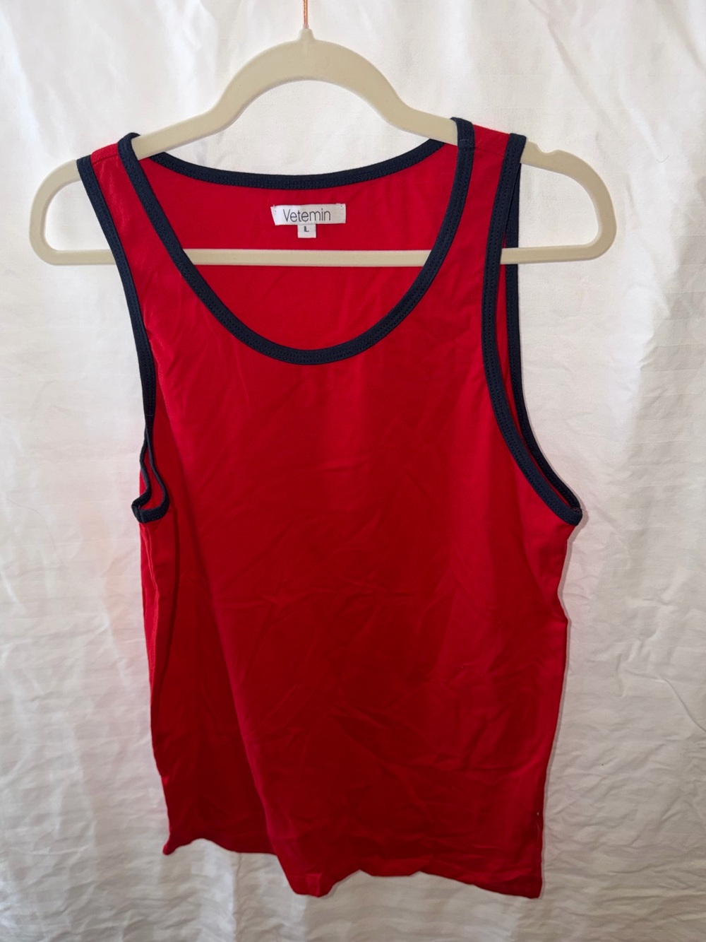 Red Tank Top with Navy Trim